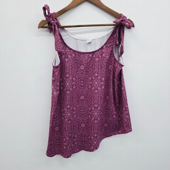 Nanu XL Purple Tie Shoulder Tank Top Sleeveless Scoop Neck Boho Festival Casual - Picture 3 of 11